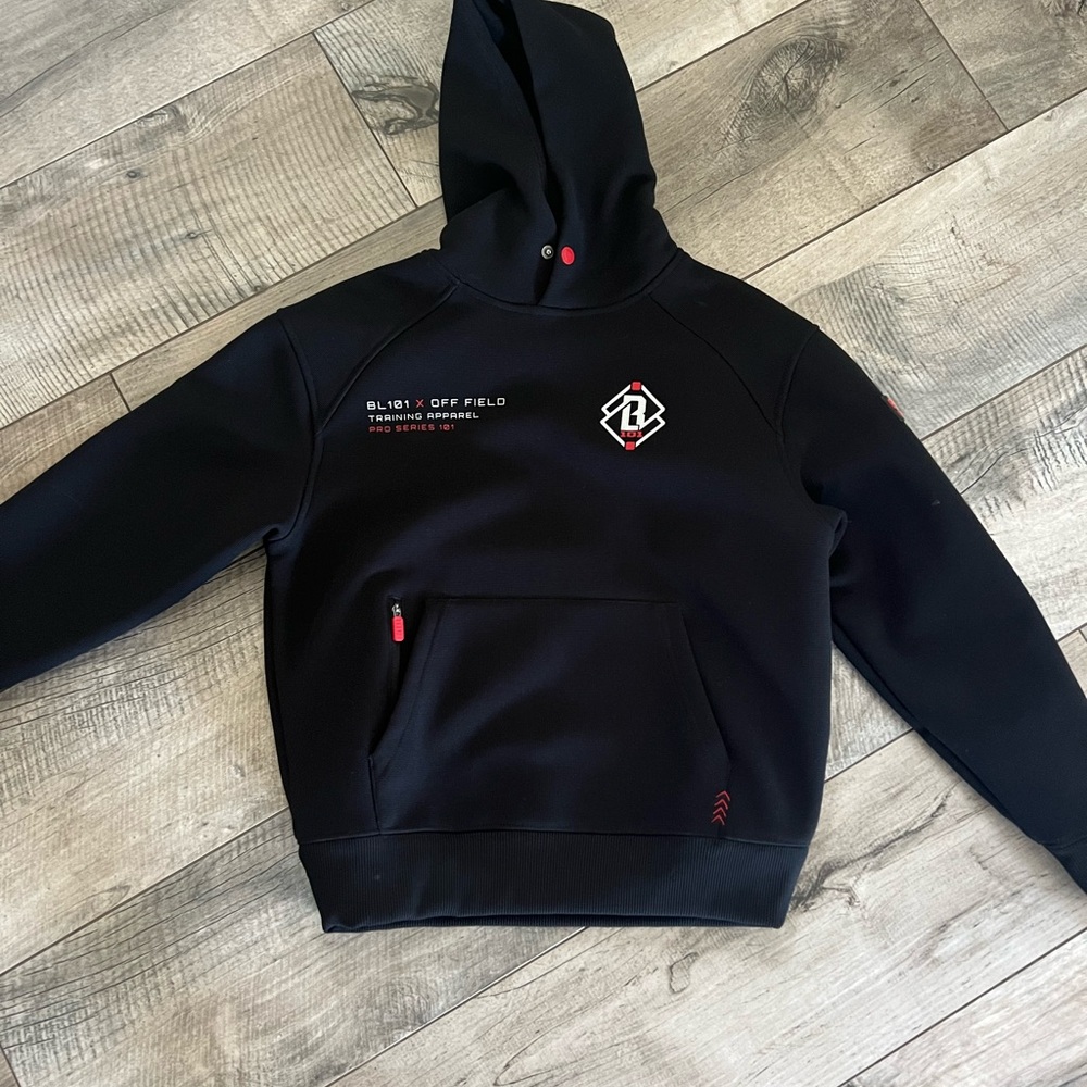 Off field baseball lifestyle black hoodie